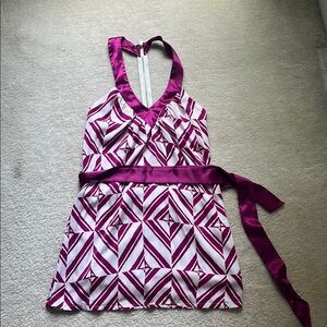 Chic Purple and White Halter Dress